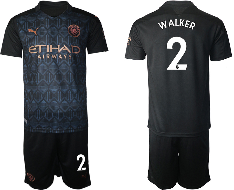 Men 2020-2021 club Manchester City away #2 black Soccer Jerseys